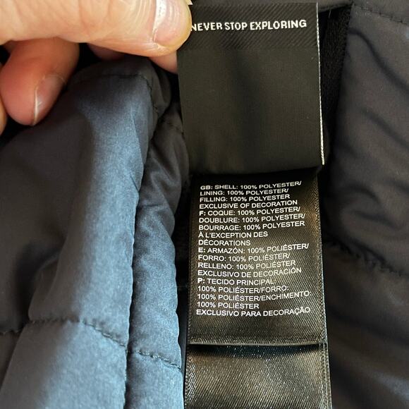 The North Face Mossbud Insulated Reversible Fleece Puffer Vest Navy White Size M - Picture 9 of 10